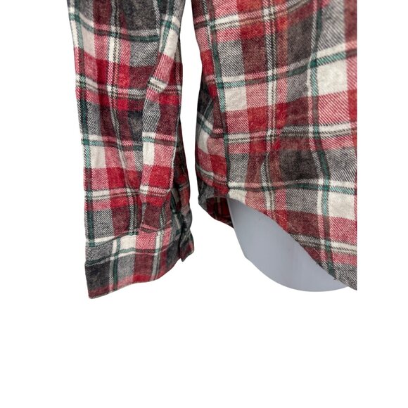 Brandy Melville Red & Green Plaid Button-Up Flannel Shirt One Size - Picture 2 of 8